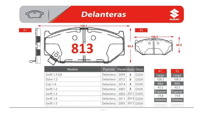 Pastilla de Freno Delantera Suzuki Swift 2006 en adelante – Ital-Brakes GTX 0813